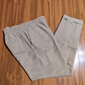 CHICO'S PULL-ON ELASTIC WAIST CUFFED TROUSERS - OLIVE - CHICO'S SIZE .5